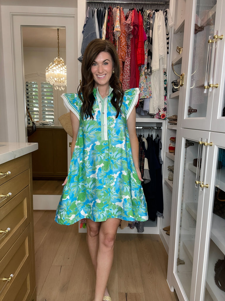 Aqua Blooms Dress