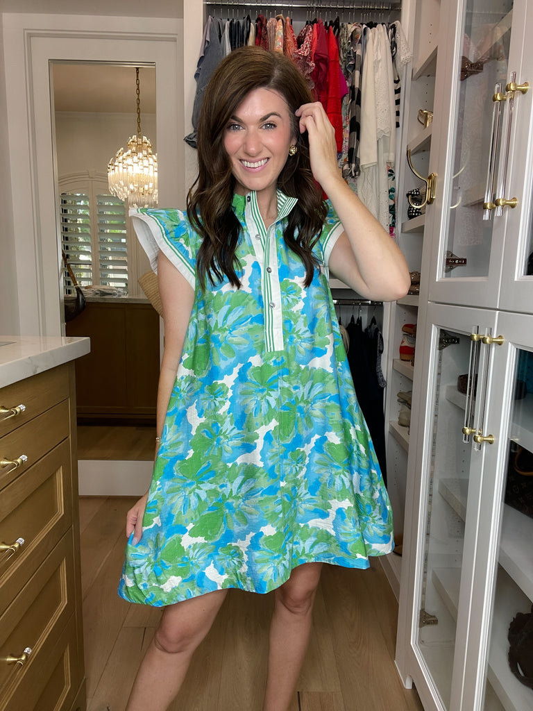 Aqua Blooms Dress