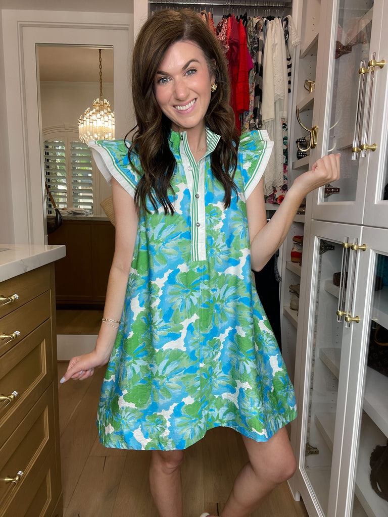 Aqua Blooms Dress