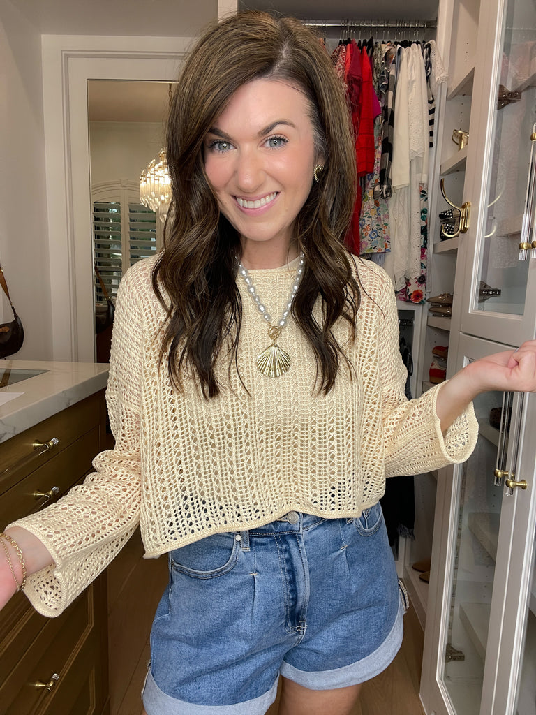 Drift Away Crochet Top in Natural