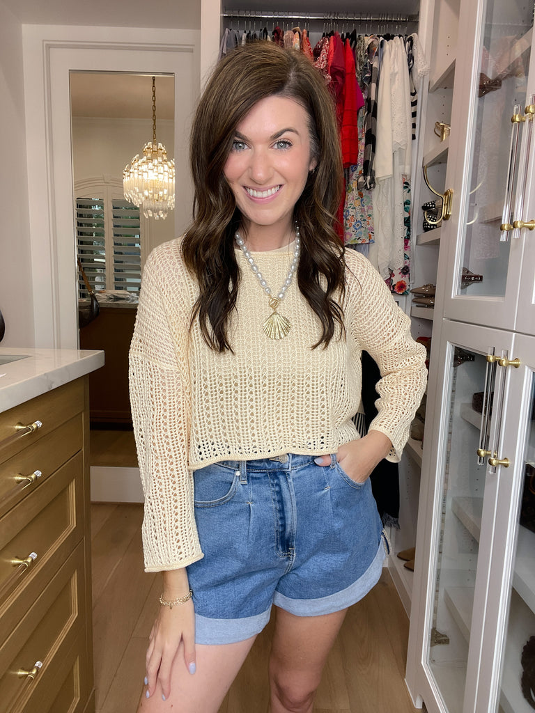 Drift Away Crochet Top in Natural