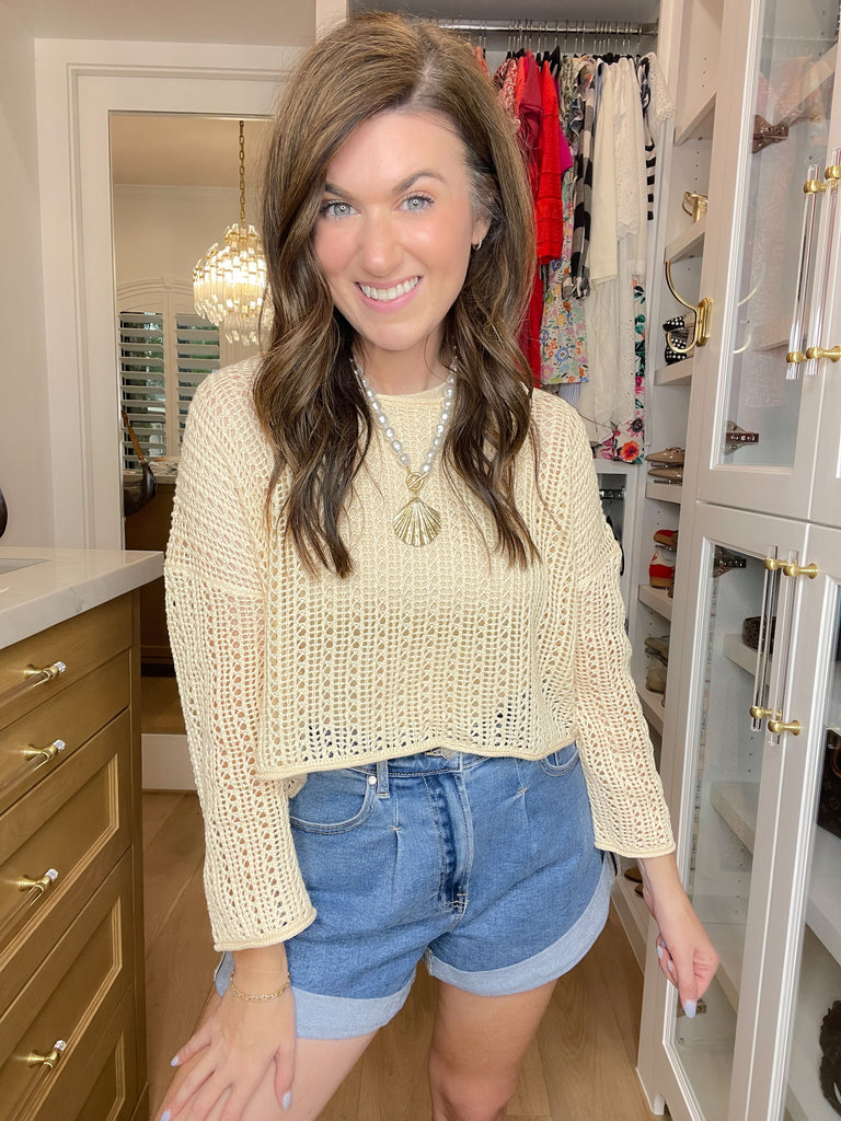 Drift Away Crochet Top in Natural