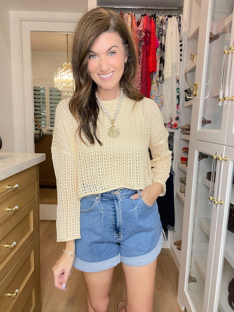 Drift Away Crochet Top in Natural