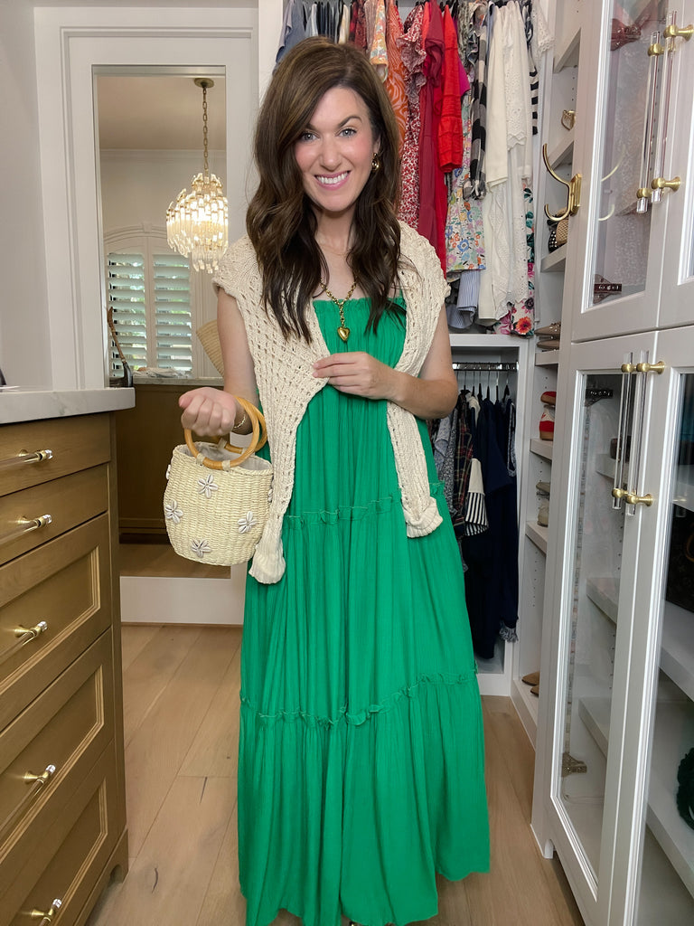 Strolling Through Seaside Dress in Kelly Green