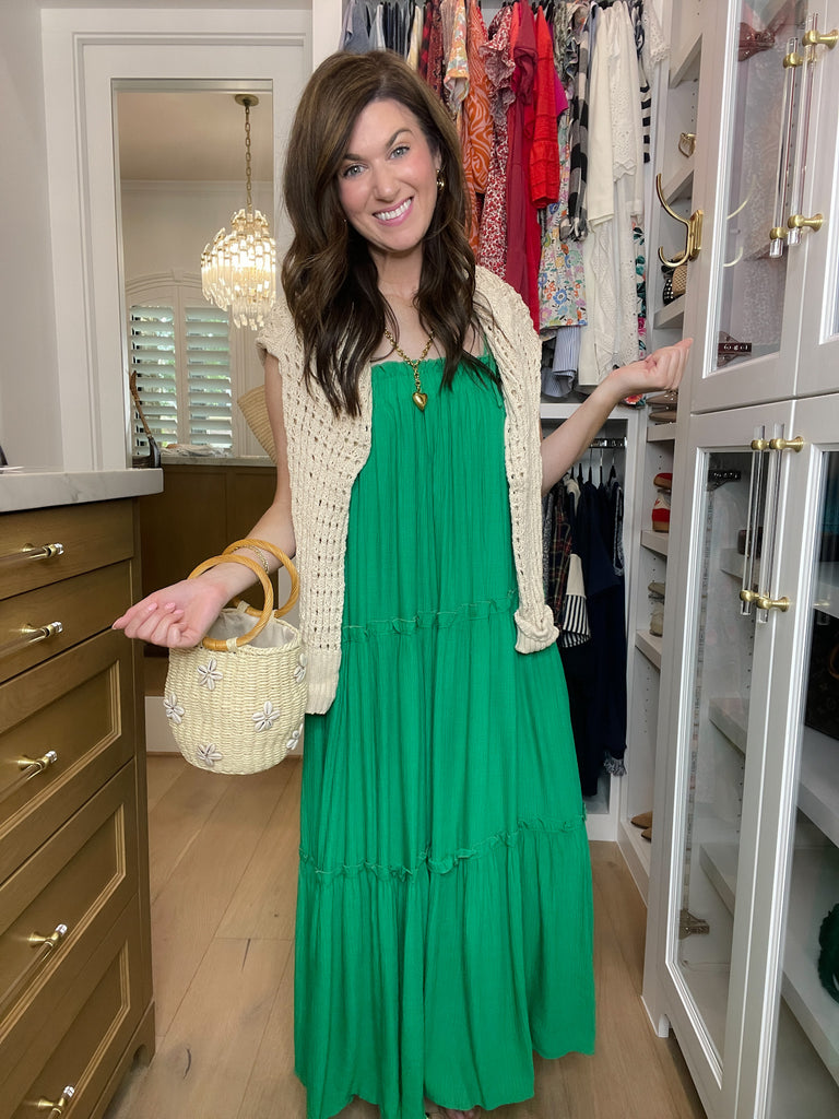 Strolling Through Seaside Dress in Kelly Green