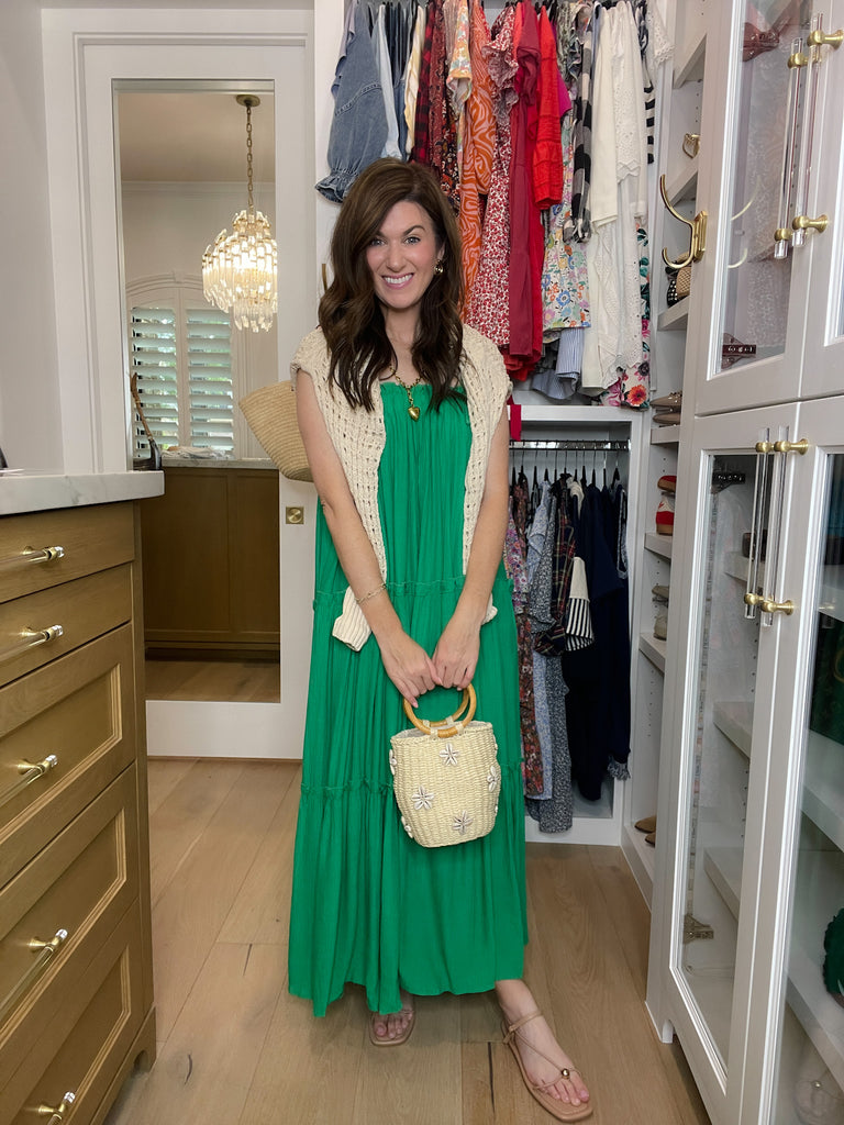 Strolling Through Seaside Dress in Kelly Green