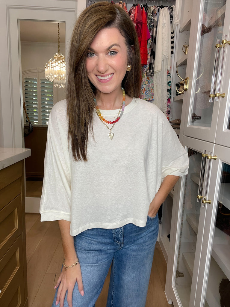 Flirty Flair Batwing Sleeve Top in White