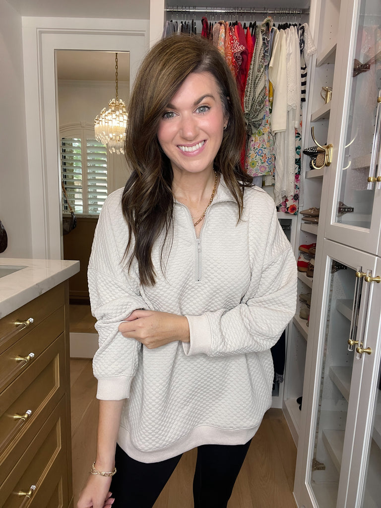 Cozy Mindset 1/4 Zip Pullover in Beige