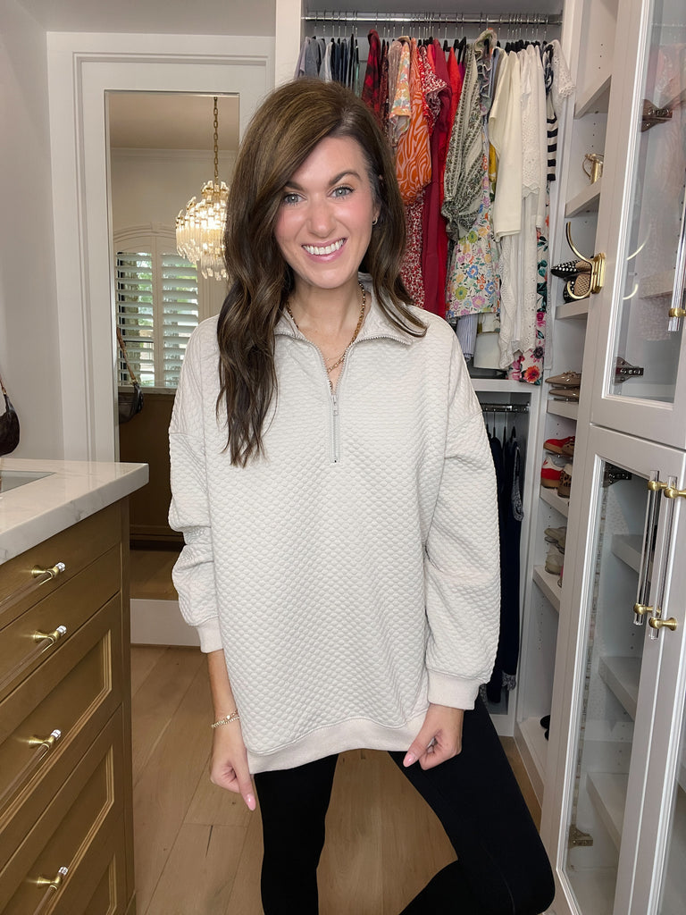 Cozy Mindset 1/4 Zip Pullover in Beige