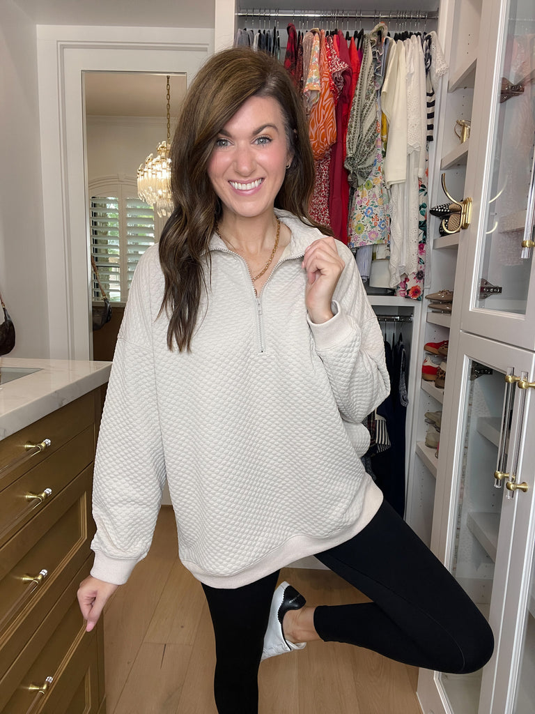 Cozy Mindset 1/4 Zip Pullover in Beige