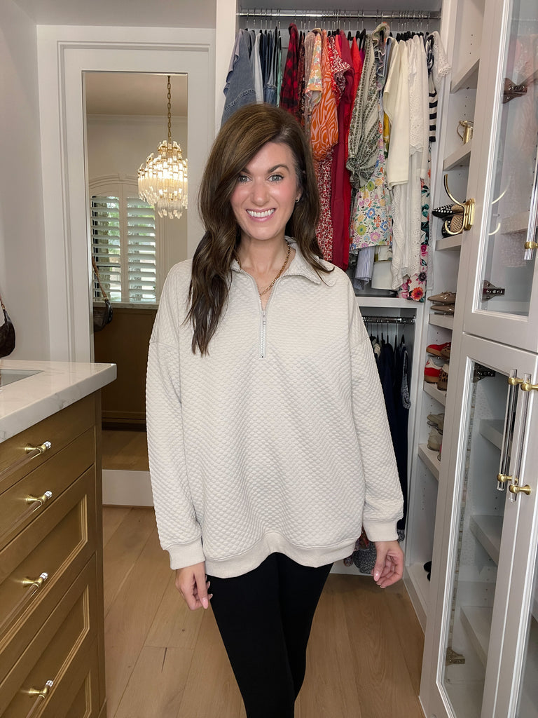 Cozy Mindset 1/4 Zip Pullover in Beige