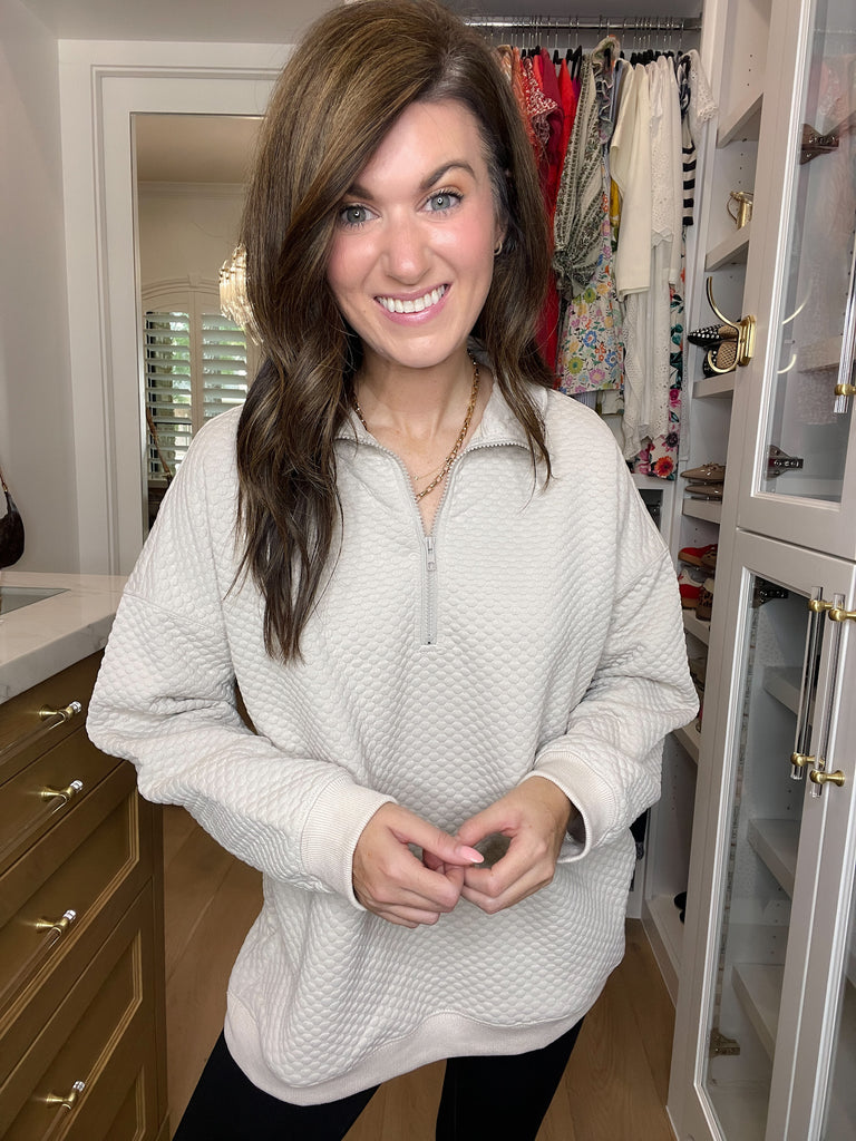 Cozy Mindset 1/4 Zip Pullover in Beige