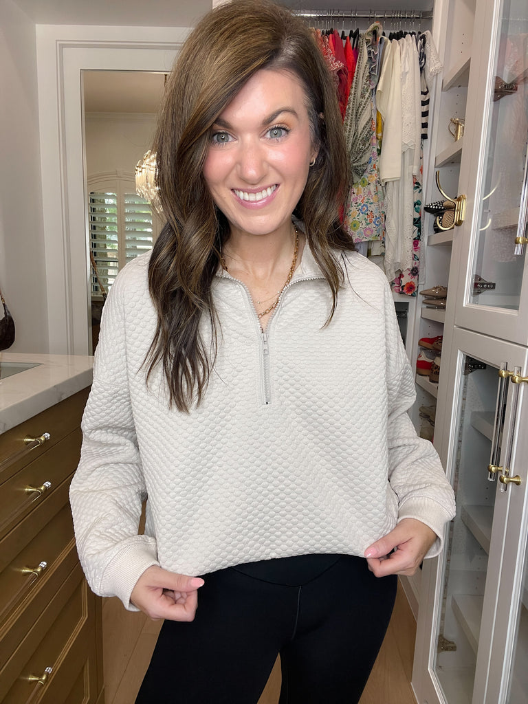 Cozy Mindset 1/4 Zip Pullover in Beige