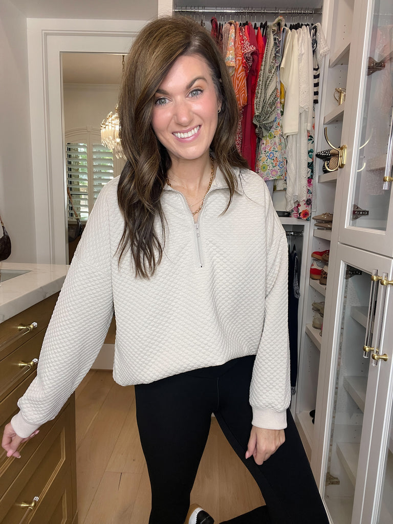 Cozy Mindset 1/4 Zip Pullover in Beige