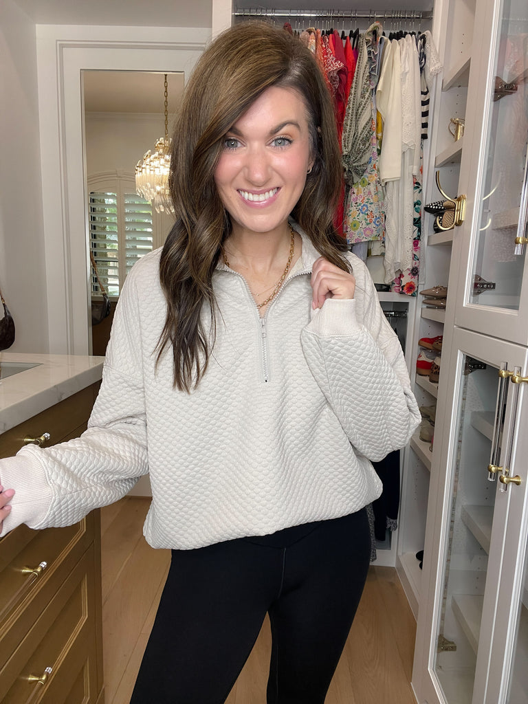 Cozy Mindset 1/4 Zip Pullover in Beige