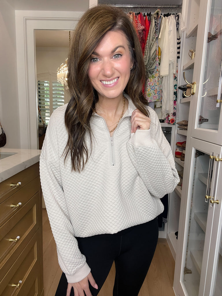 Cozy Mindset 1/4 Zip Pullover in Beige