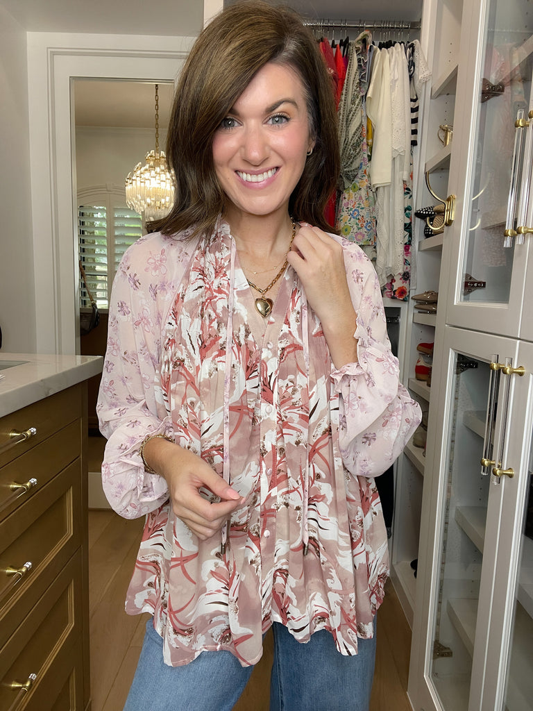 Crossed My Mind Floral Button Front Top