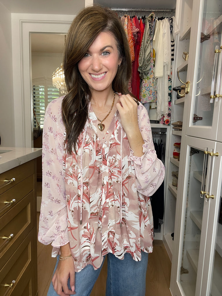 Crossed My Mind Floral Button Front Top