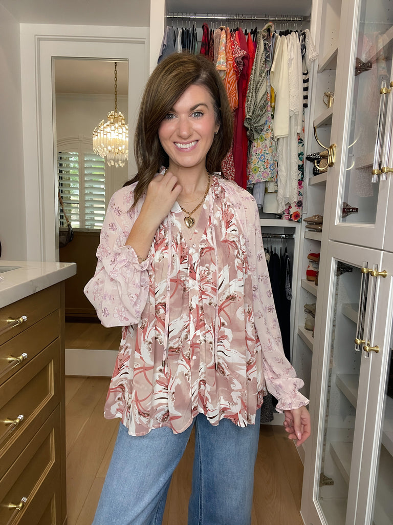 Crossed My Mind Floral Button Front Top