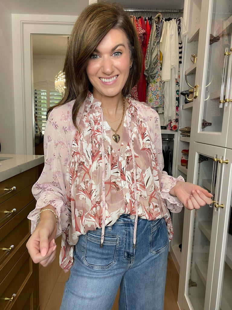 Crossed My Mind Floral Button Front Top