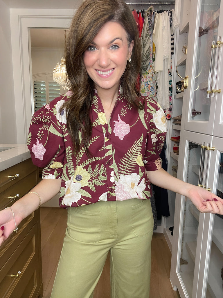 Petal and Fern Top in Merlot