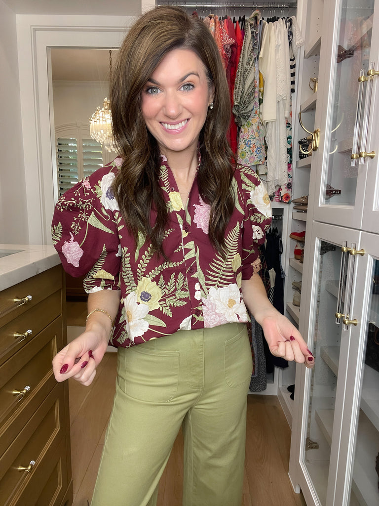 Petal and Fern Top in Merlot