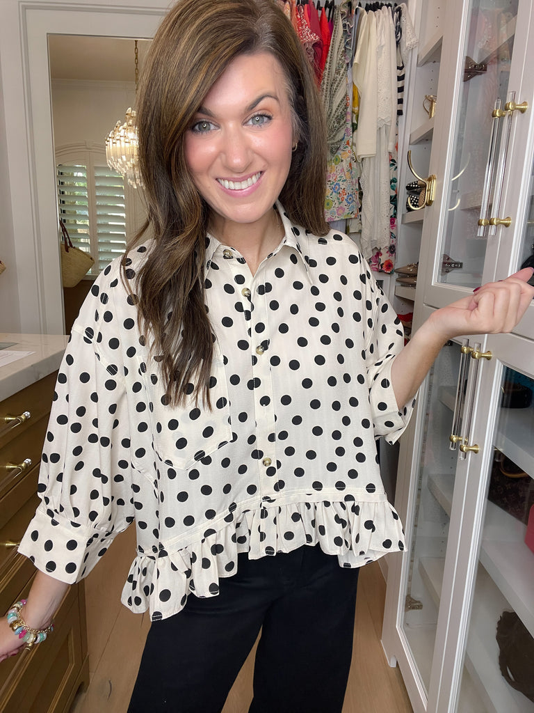 Spotted and Sweet Peplum Top