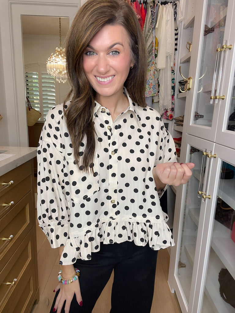 Spotted and Sweet Peplum Top