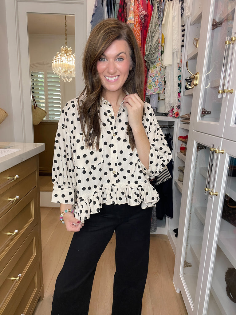Spotted and Sweet Peplum Top