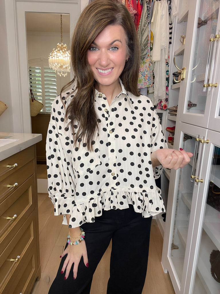 Spotted and Sweet Peplum Top