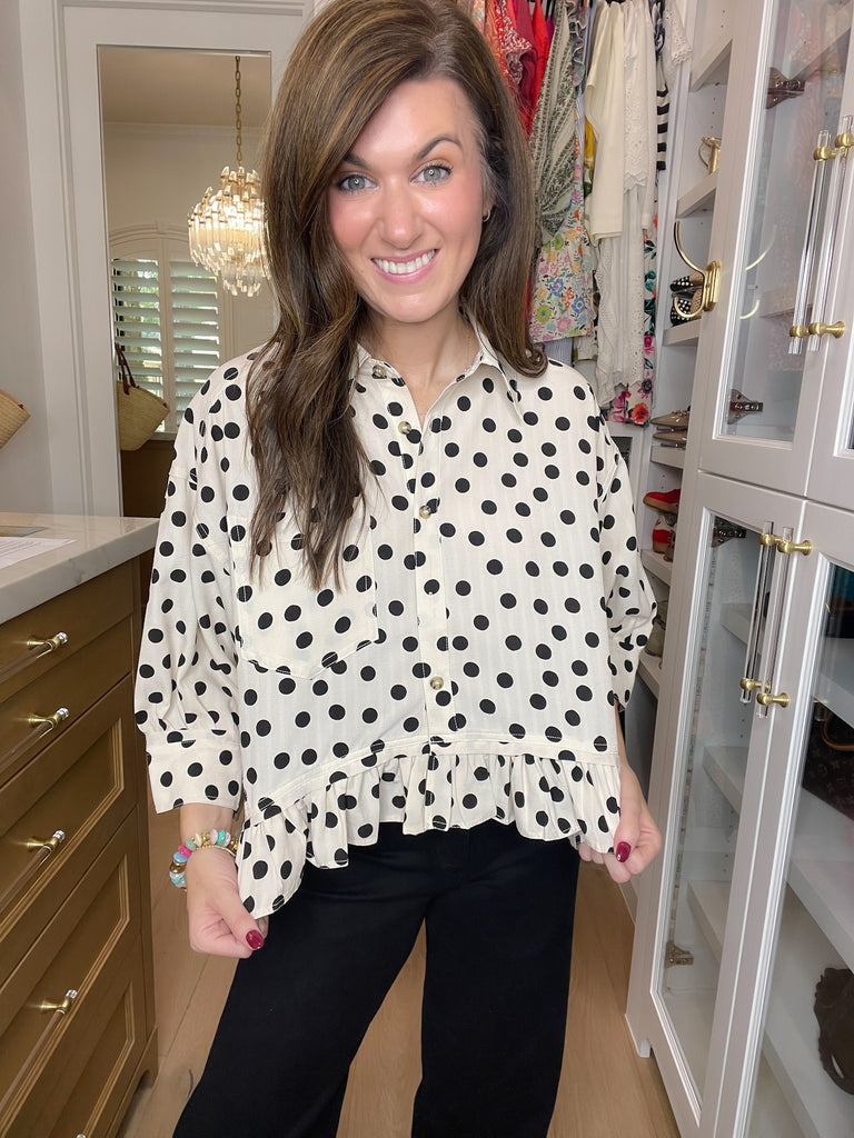 Spotted and Sweet Peplum Top