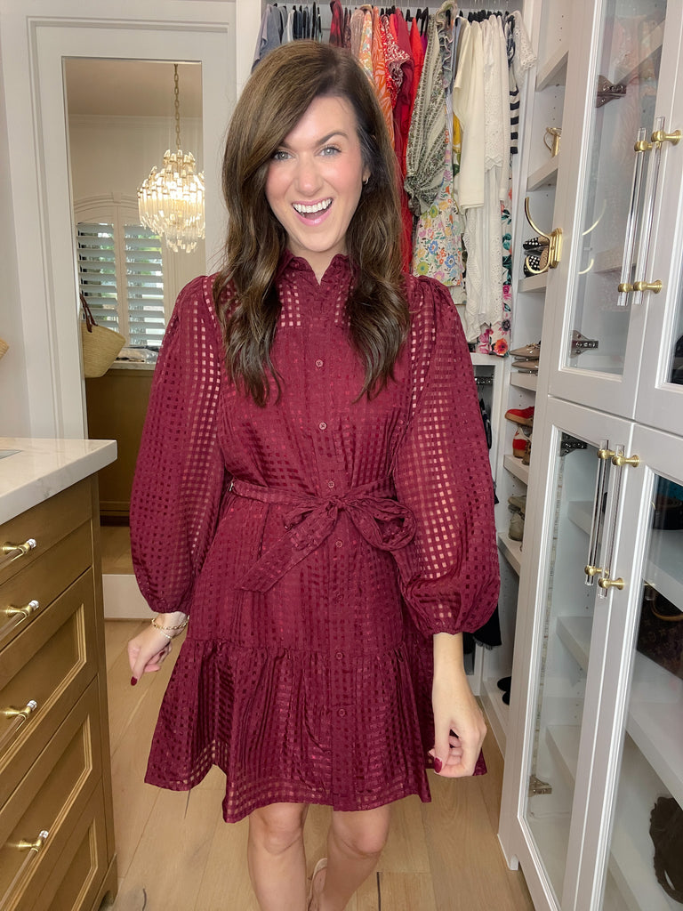Stars Align Dress in Burgundy