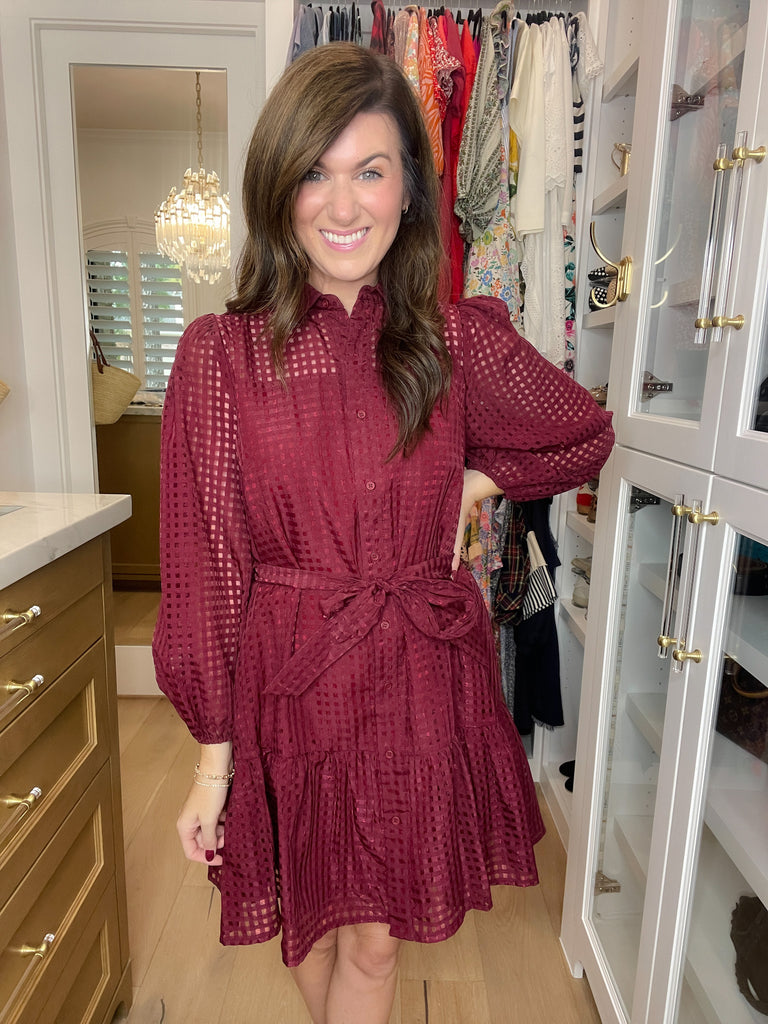 Stars Align Dress in Burgundy