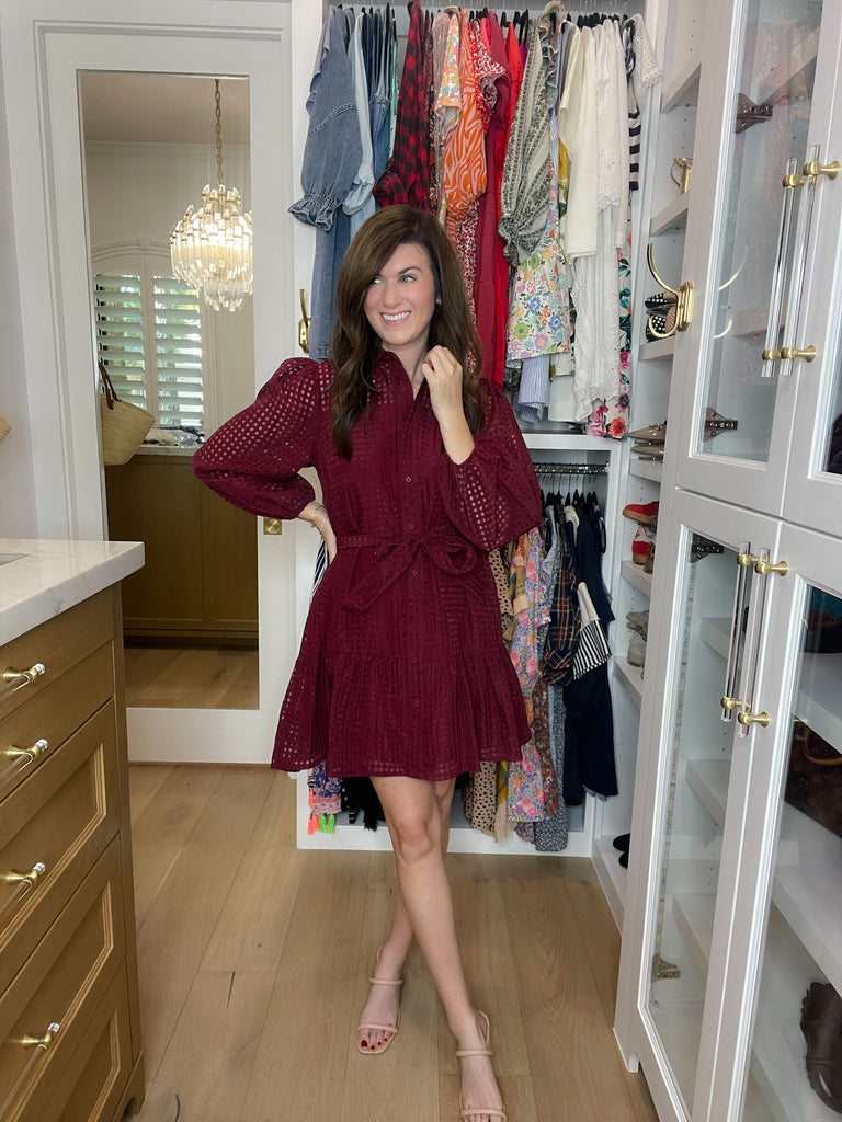 Stars Align Dress in Burgundy