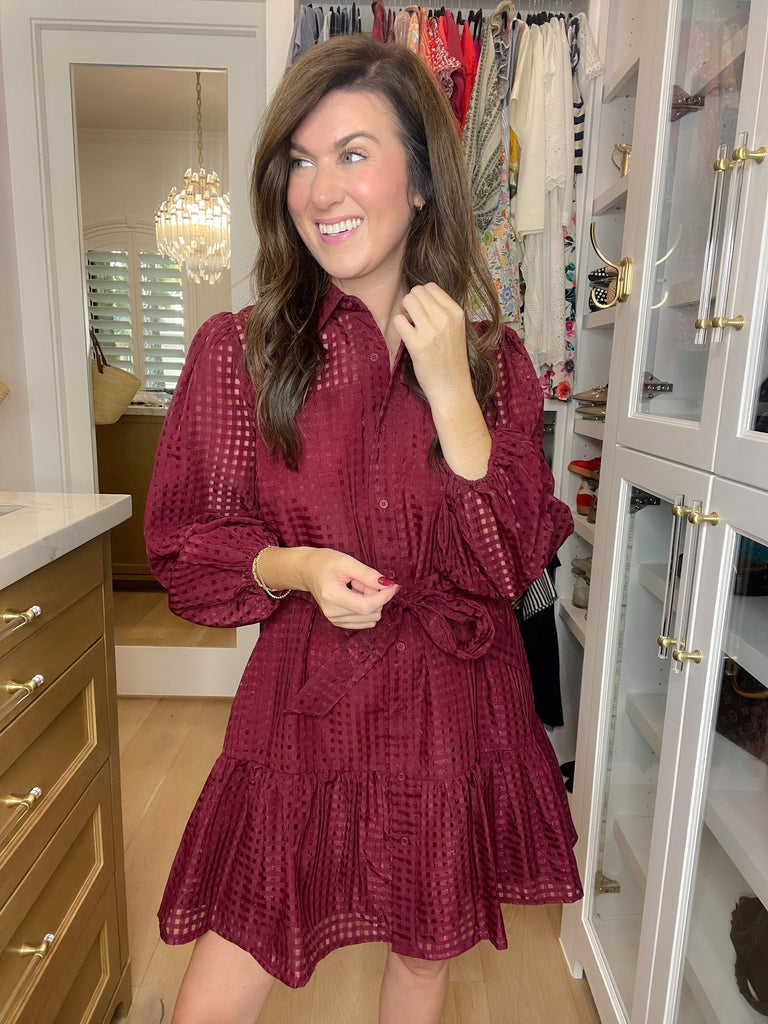 Stars Align Dress in Burgundy