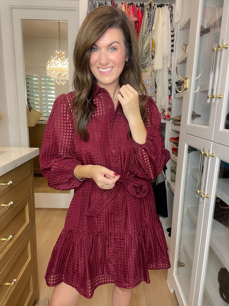 Stars Align Dress in Burgundy