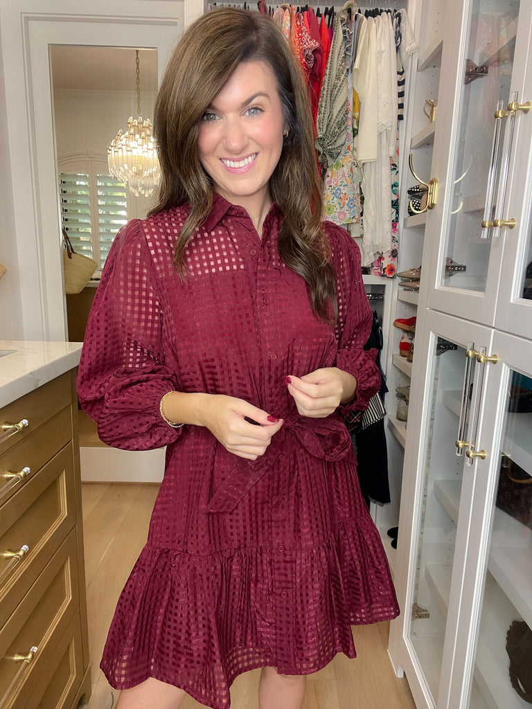 Stars Align Dress in Burgundy