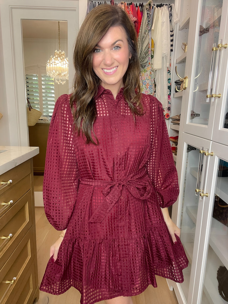 Stars Align Dress in Burgundy