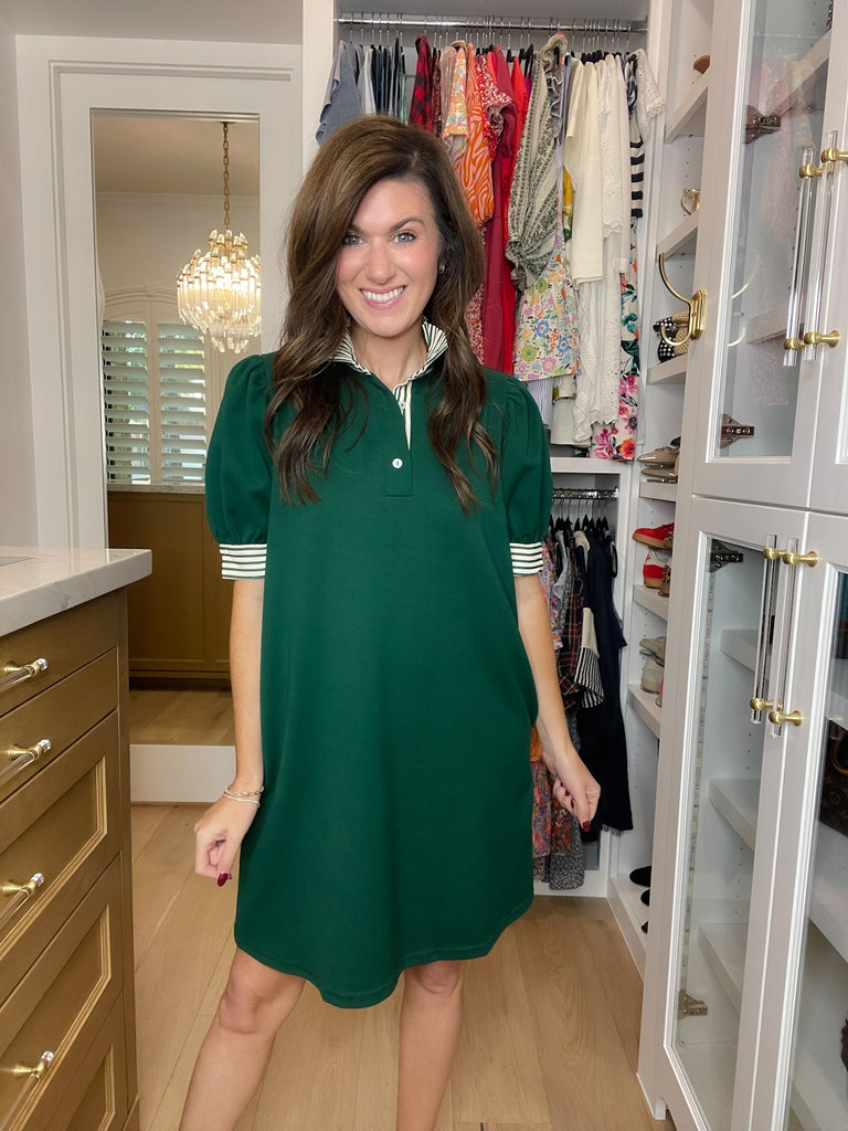 On the Run Dress in Hunter Green
