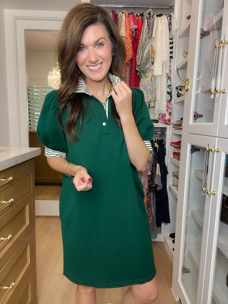 On the Run Dress in Hunter Green