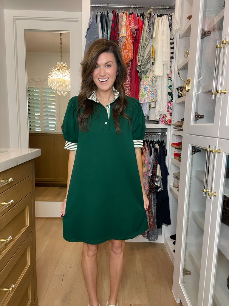 On the Run Dress in Hunter Green
