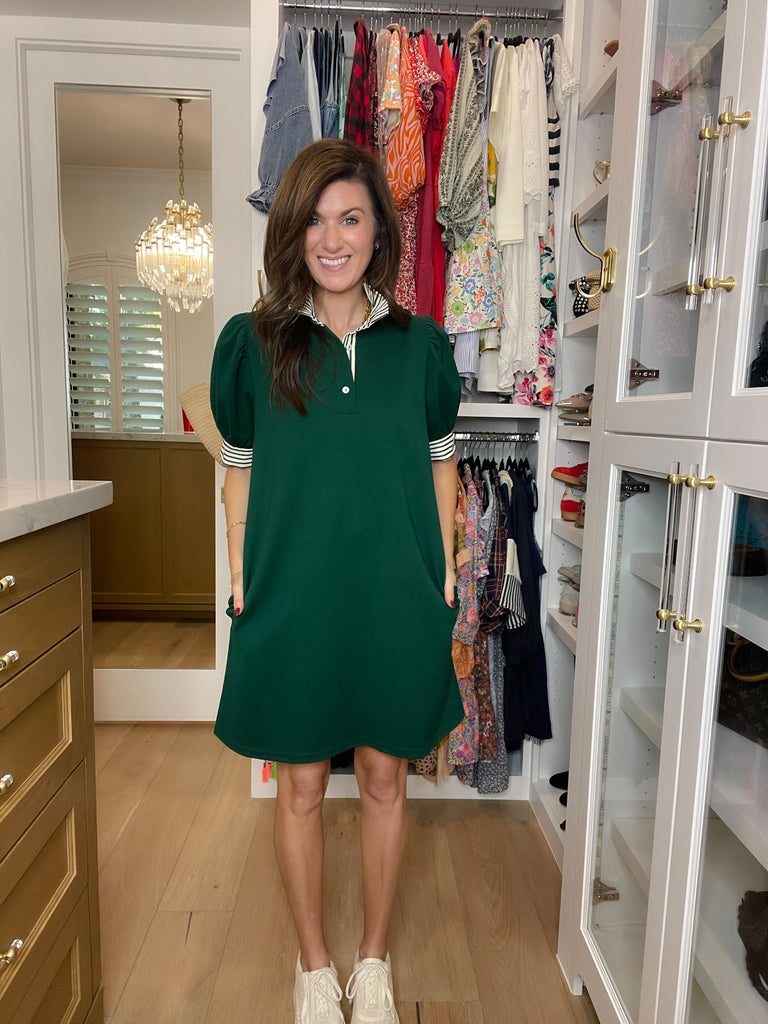 On the Run Dress in Hunter Green