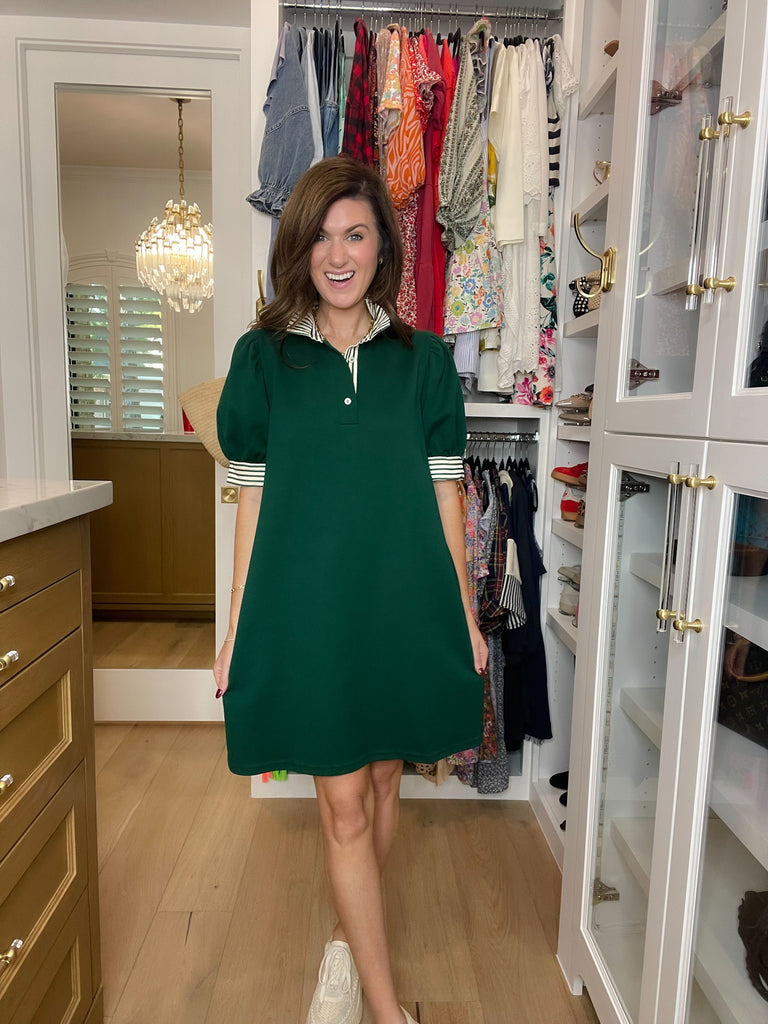 On the Run Dress in Hunter Green