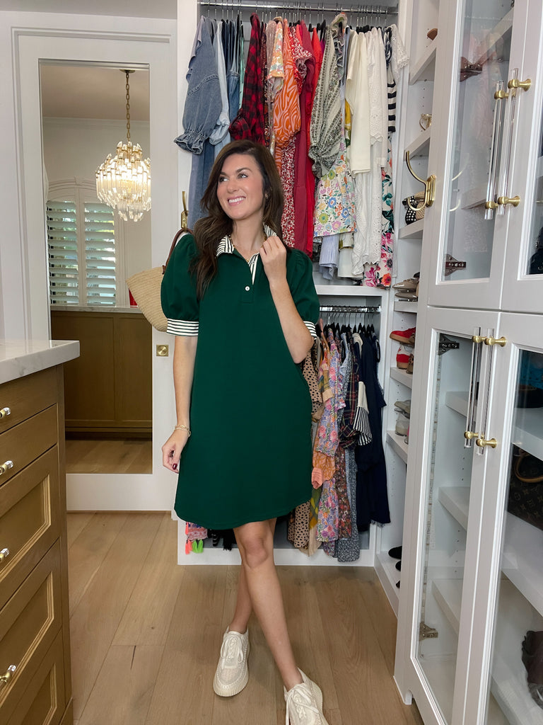 On the Run Dress in Hunter Green