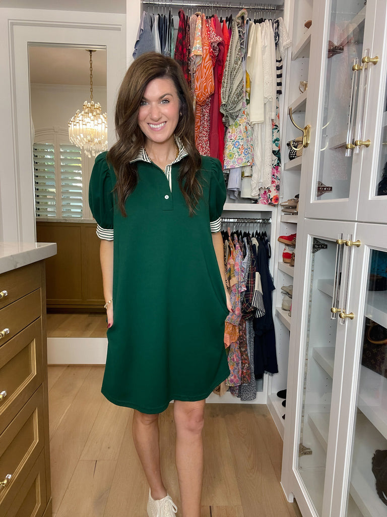 On the Run Dress in Hunter Green