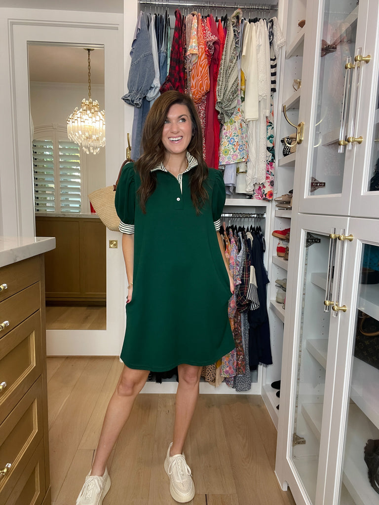 On the Run Dress in Hunter Green
