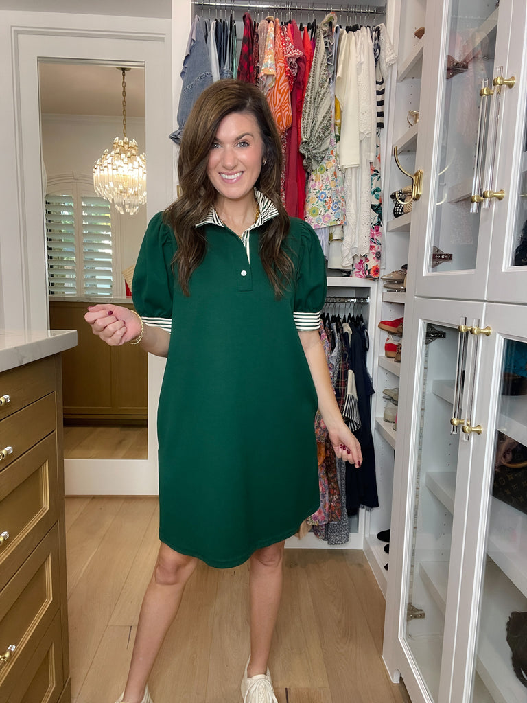 On the Run Dress in Hunter Green