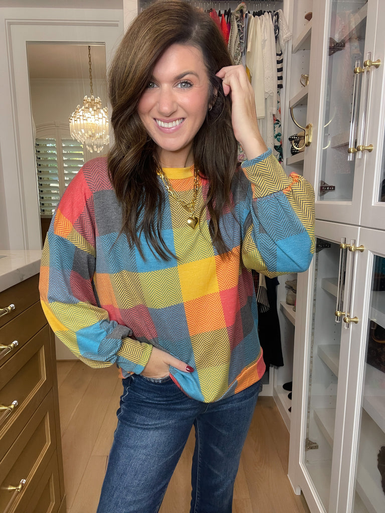 Main Character Plaid Tunic in Red/Butterscotch/Teal