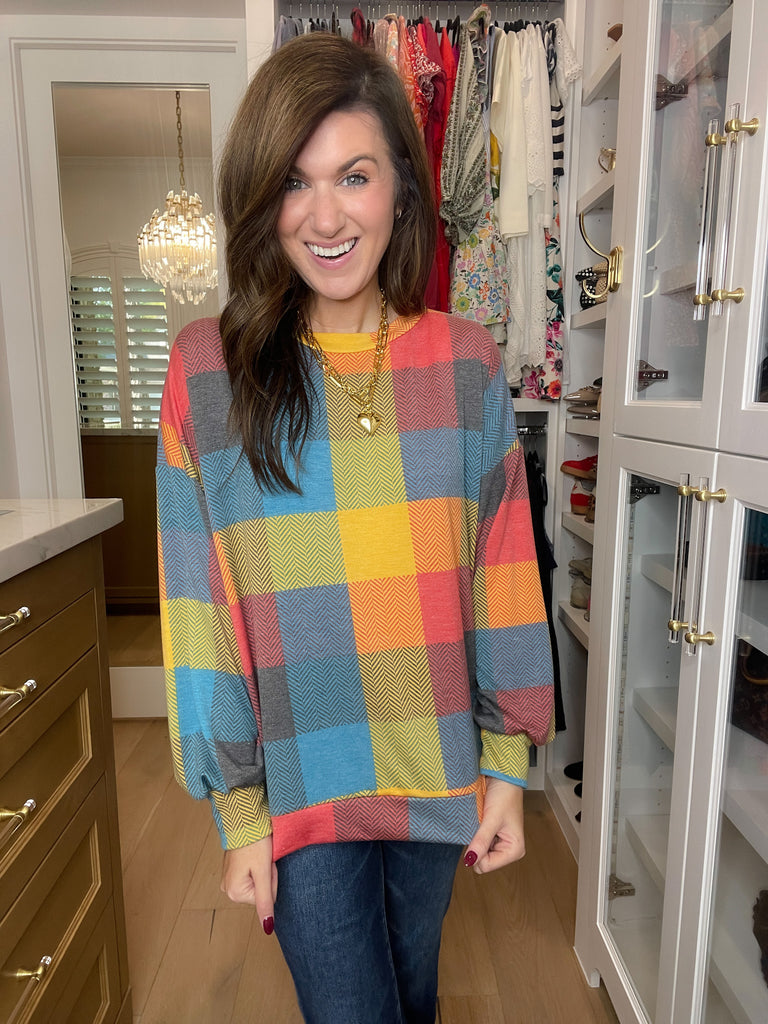 Main Character Plaid Tunic in Red/Butterscotch/Teal