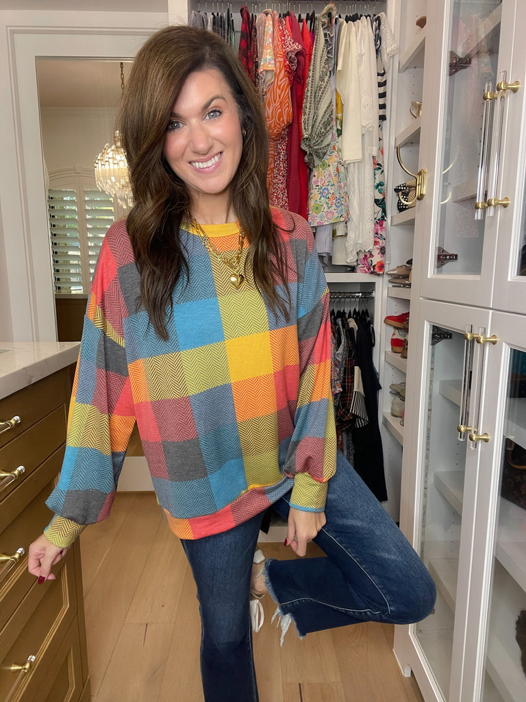 Main Character Plaid Tunic in Red/Butterscotch/Teal